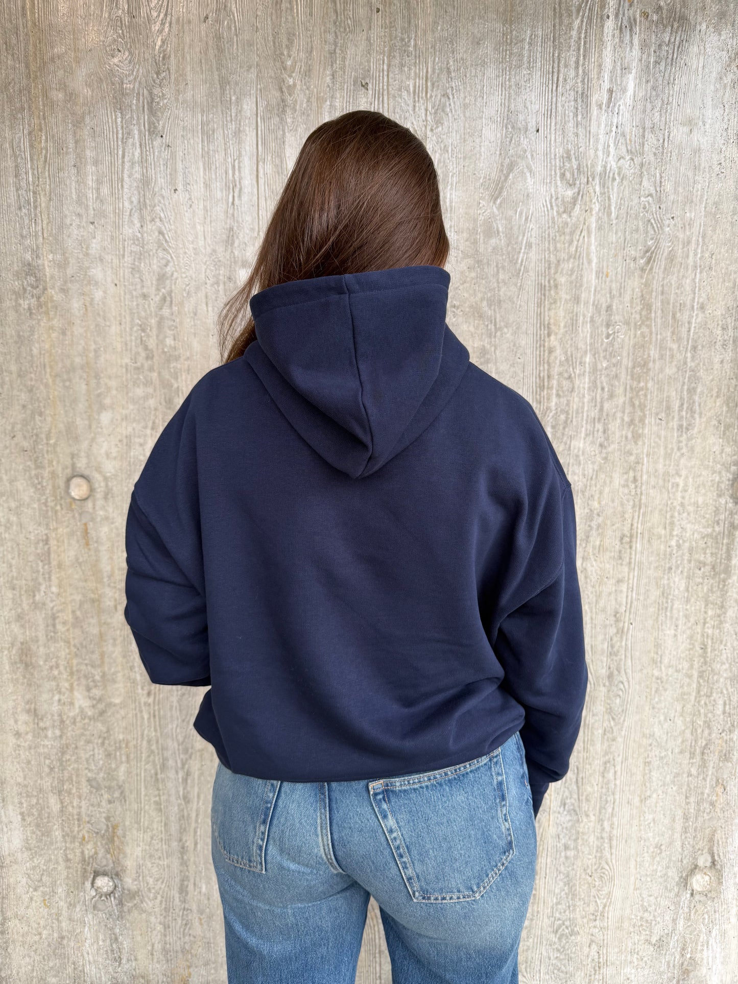 Hoodie met groot logo - Donkerblauw