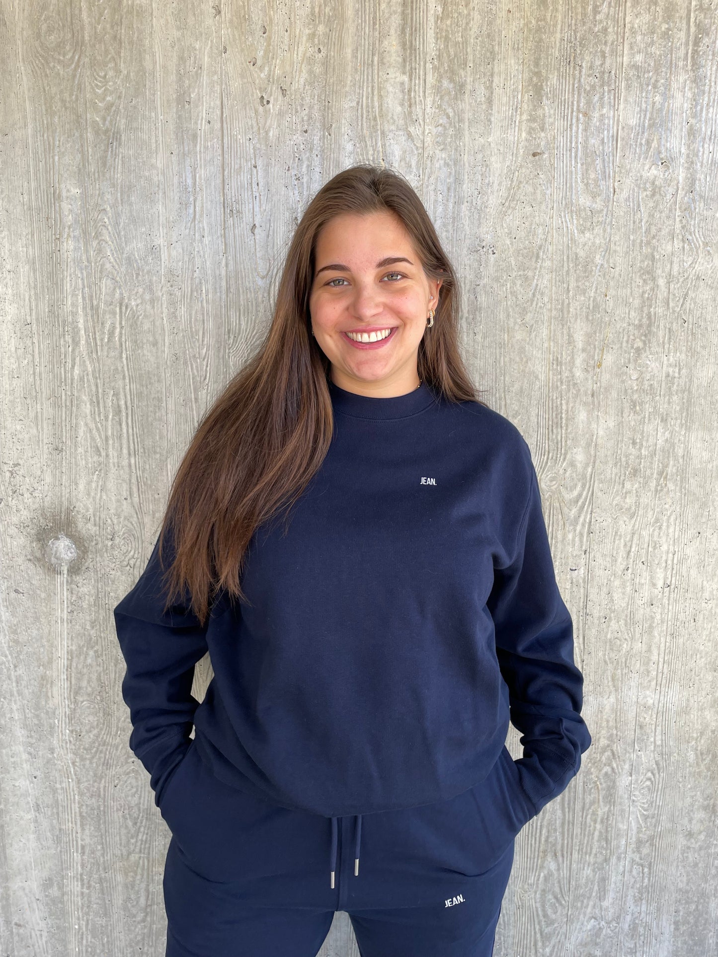 Sweater met basic logo - Donkerblauw