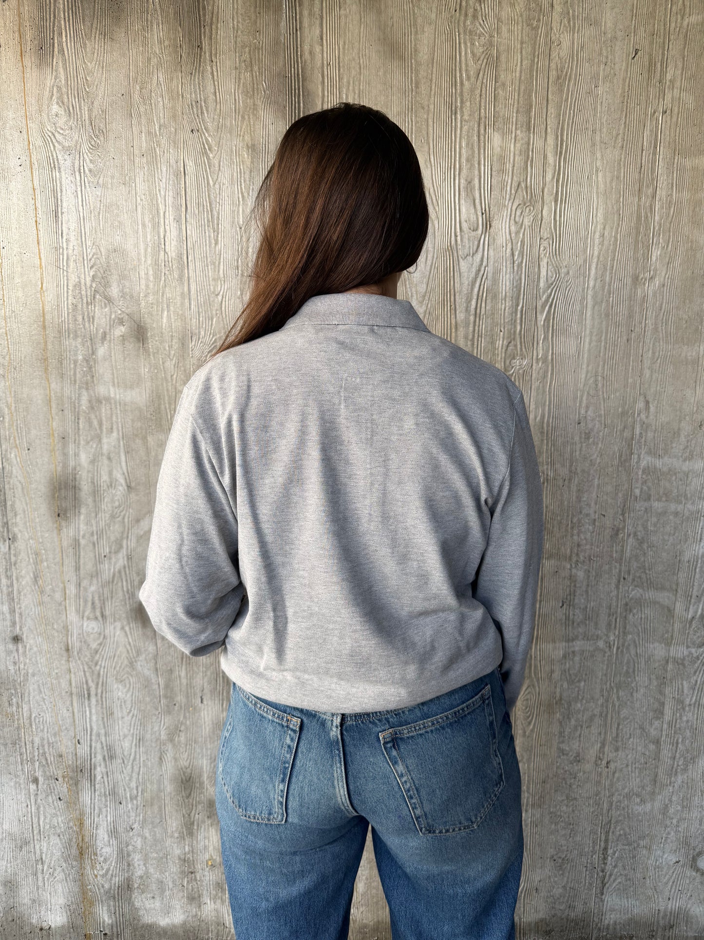 Longsleeve Polo met basic logo - Grijs