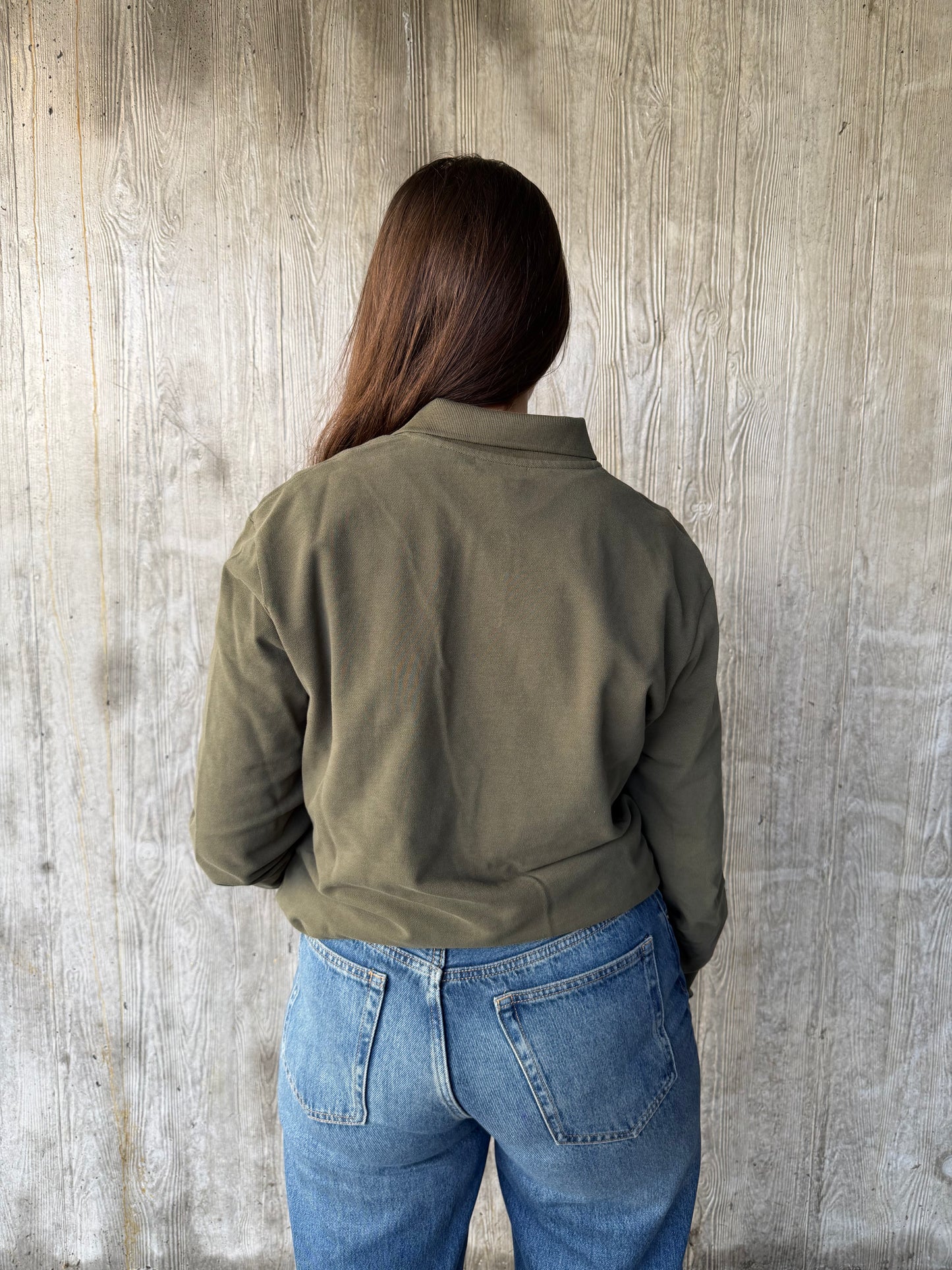 Longsleeve Polo met basic logo - Khaki