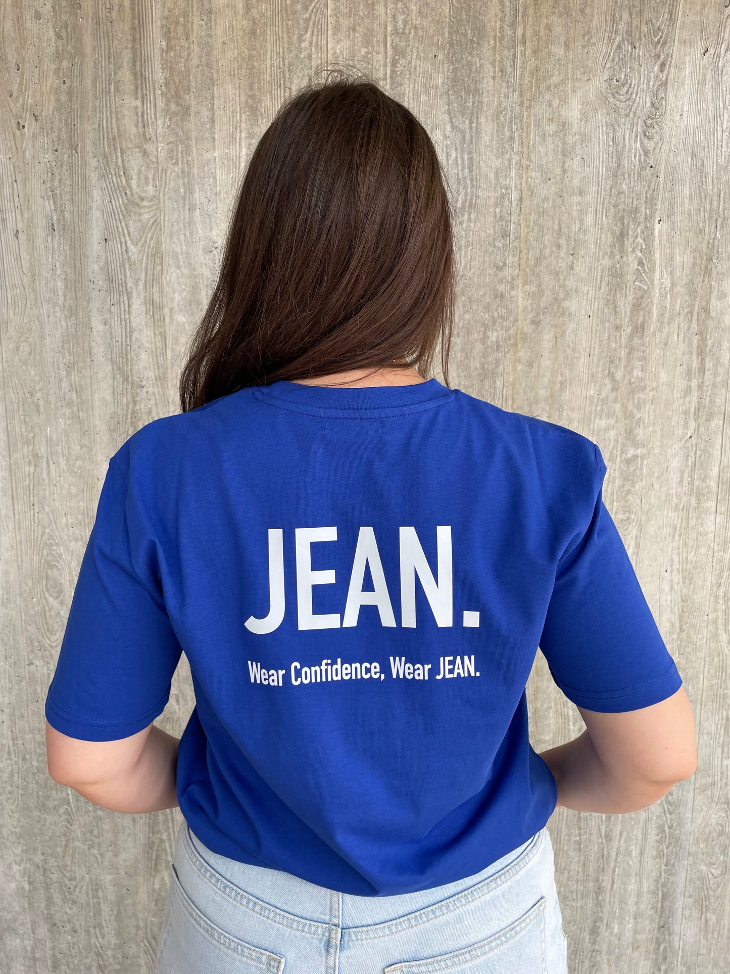 T-shirt met Backprint logo - Fel blauw