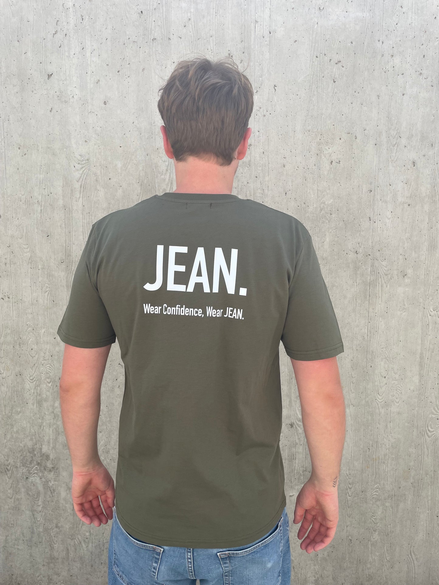T-shirt met Backprint logo - Khaki