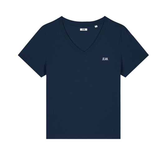 V-hals basic logo - Donkerblauw