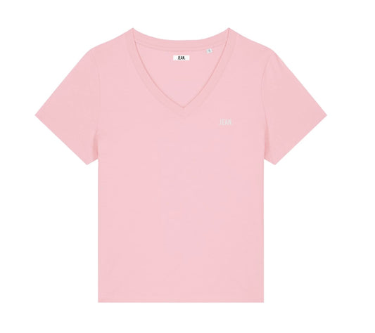 V-hals basic logo - Roze
