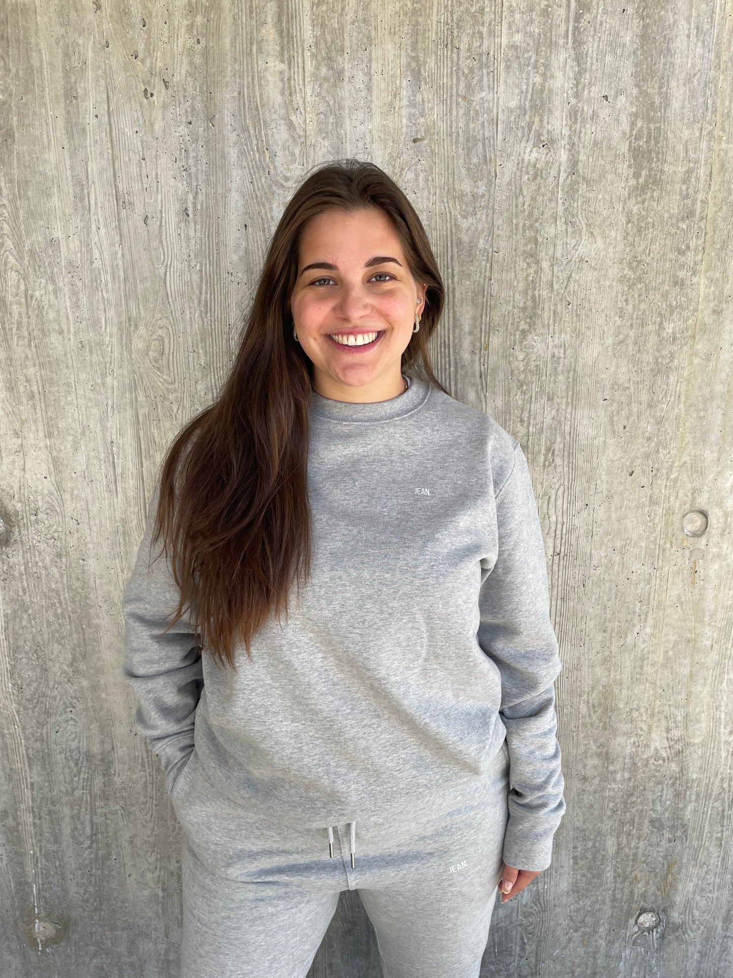 Sweater met basic logo - Grijs