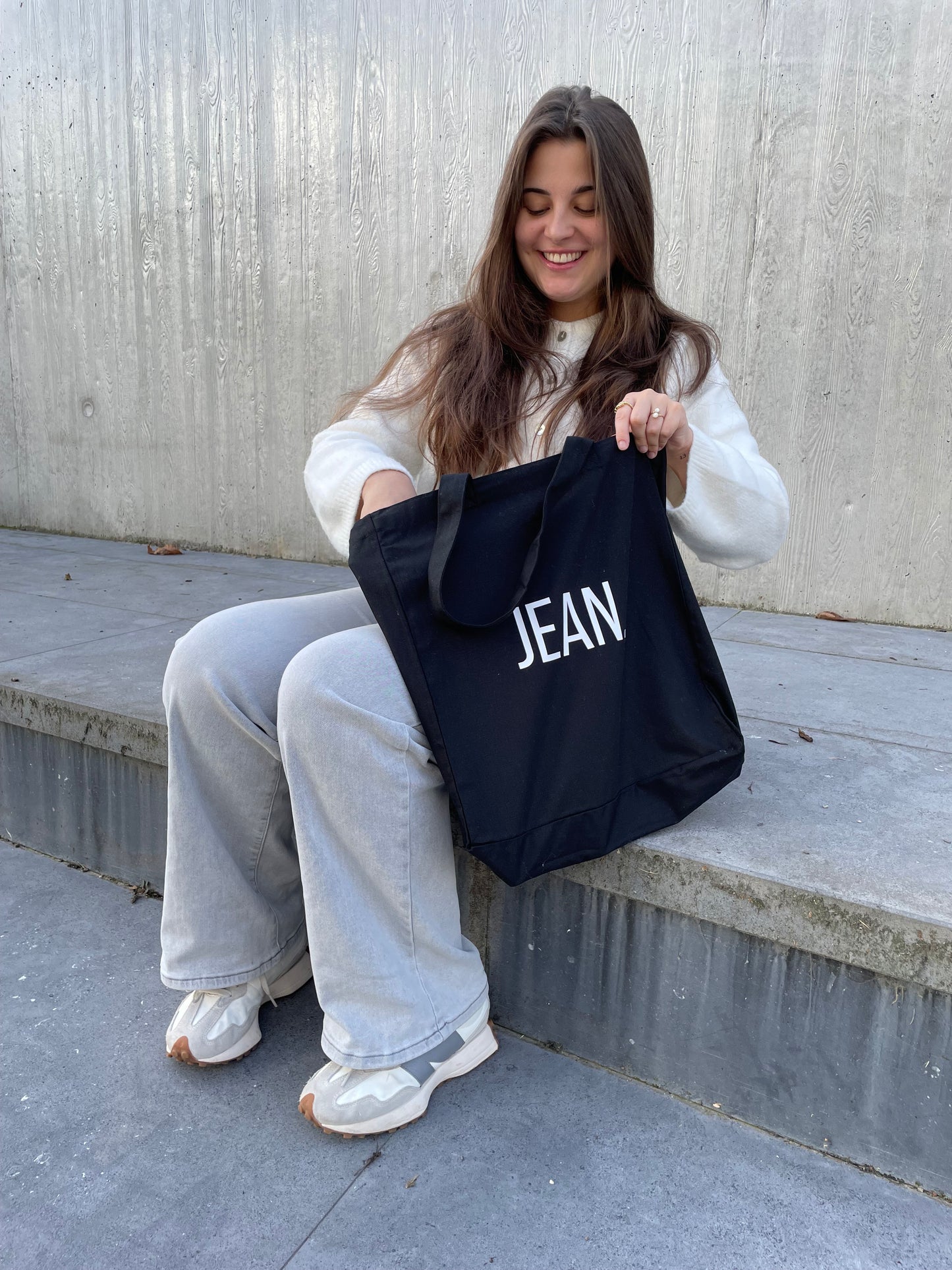 Tote bag met basic logo - Zwart