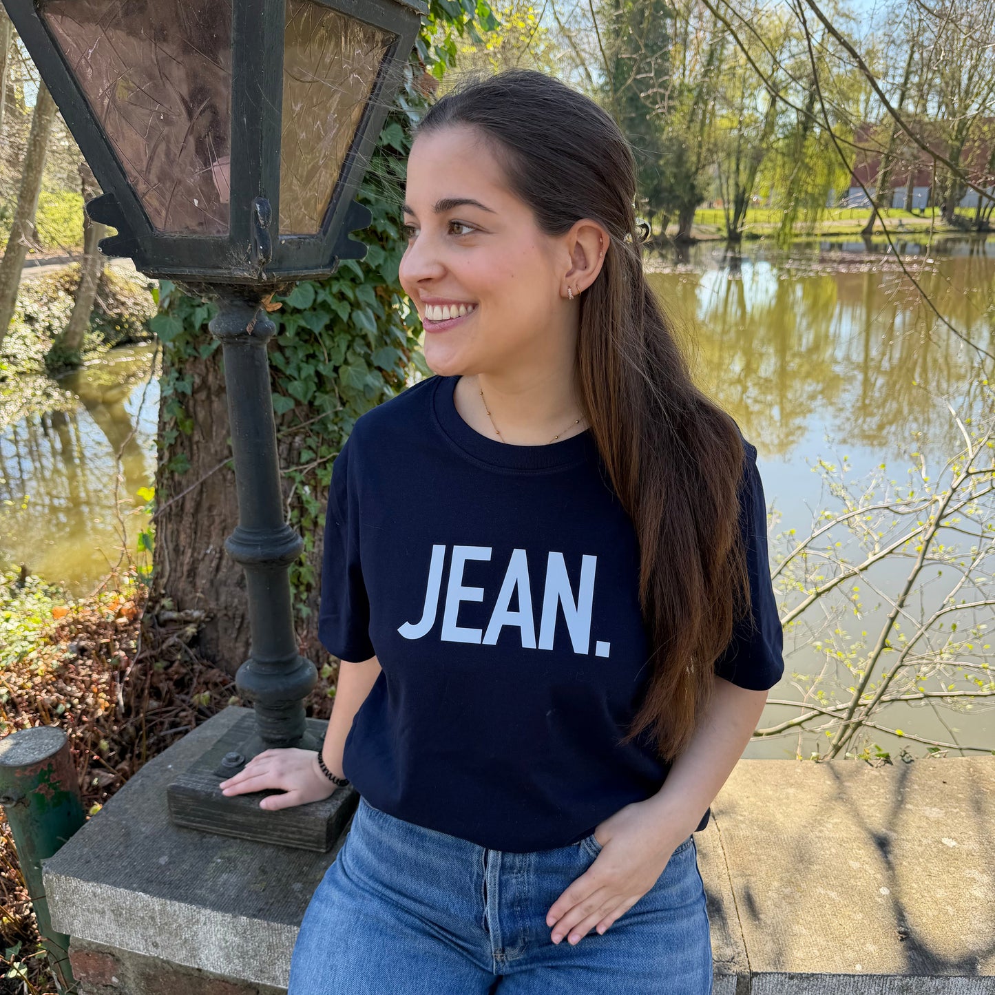 T-shirt met groot logo - Donkerblauw