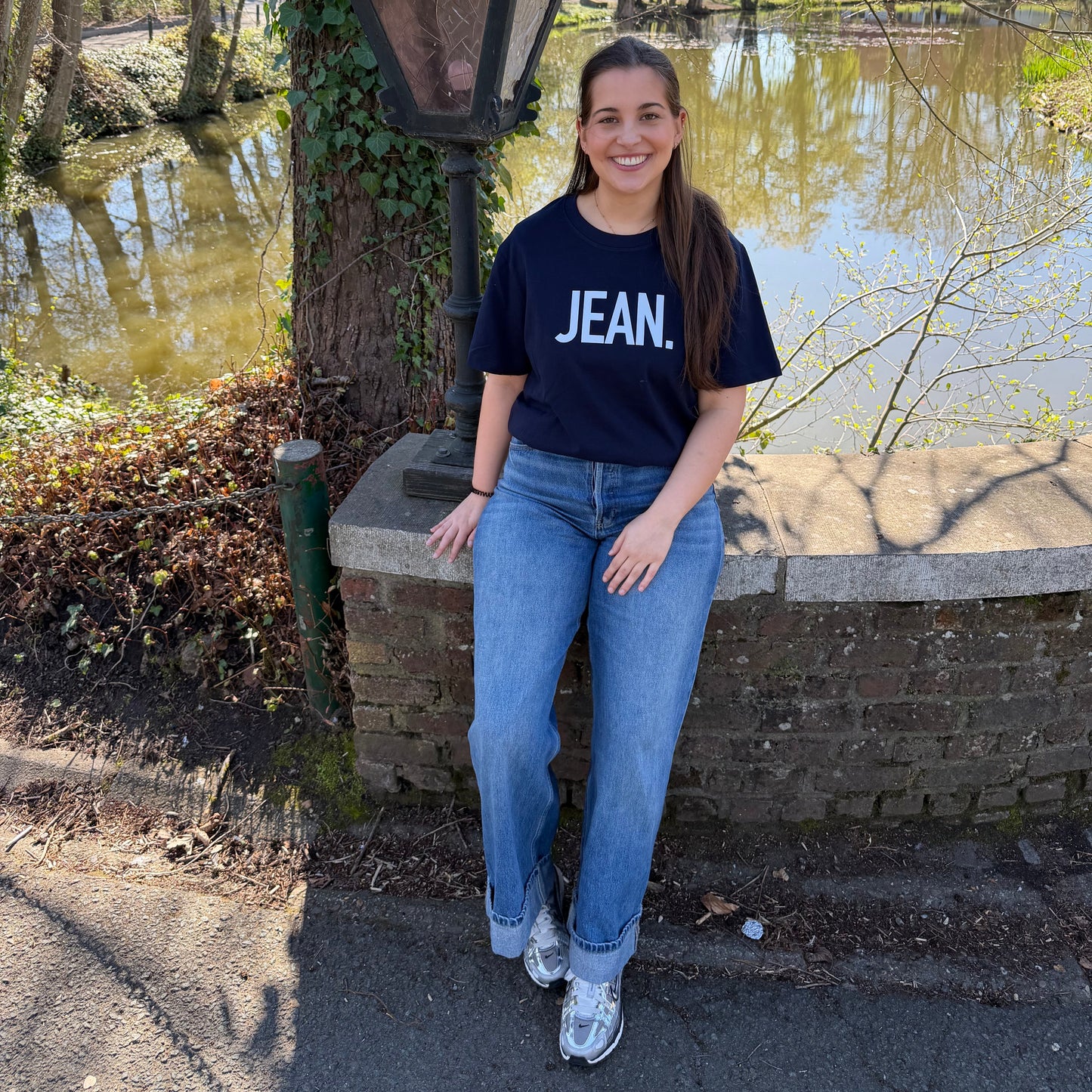 T-shirt met groot logo - Donkerblauw