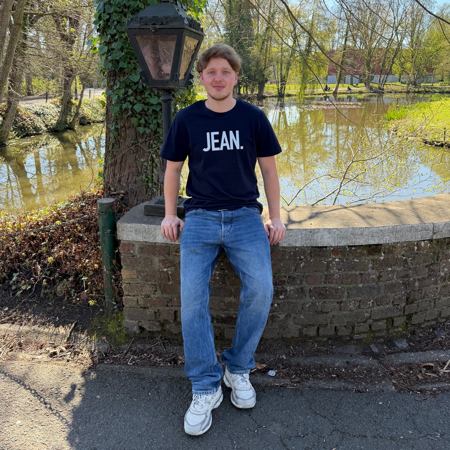 T-shirt met groot logo - Donkerblauw