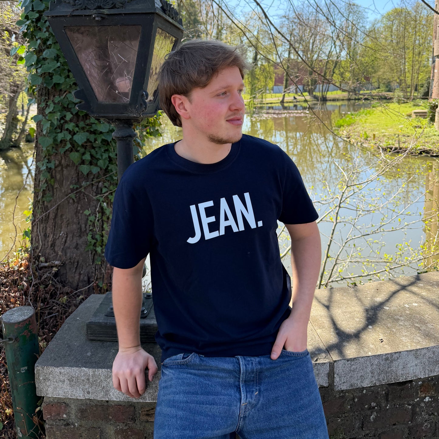 T-shirt met groot logo - Donkerblauw
