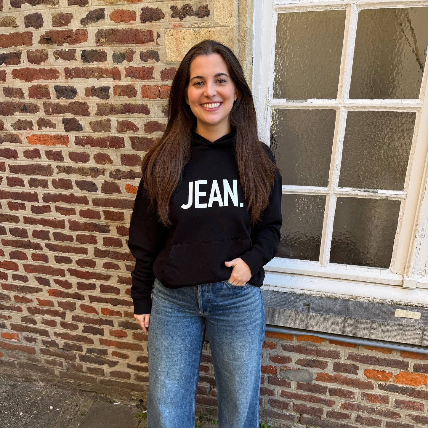 Hoodie met groot logo - Zwart