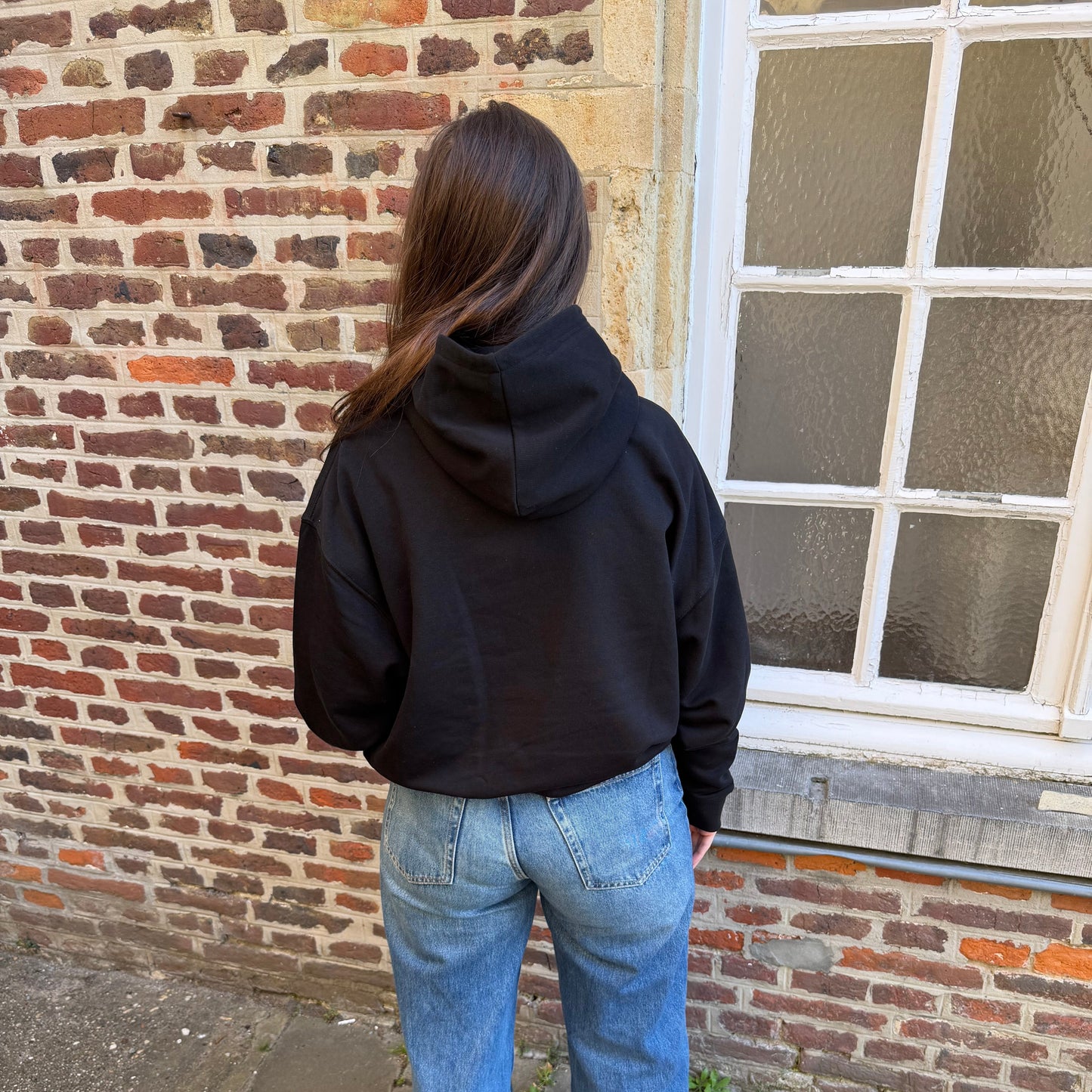 Hoodie met groot logo - Zwart