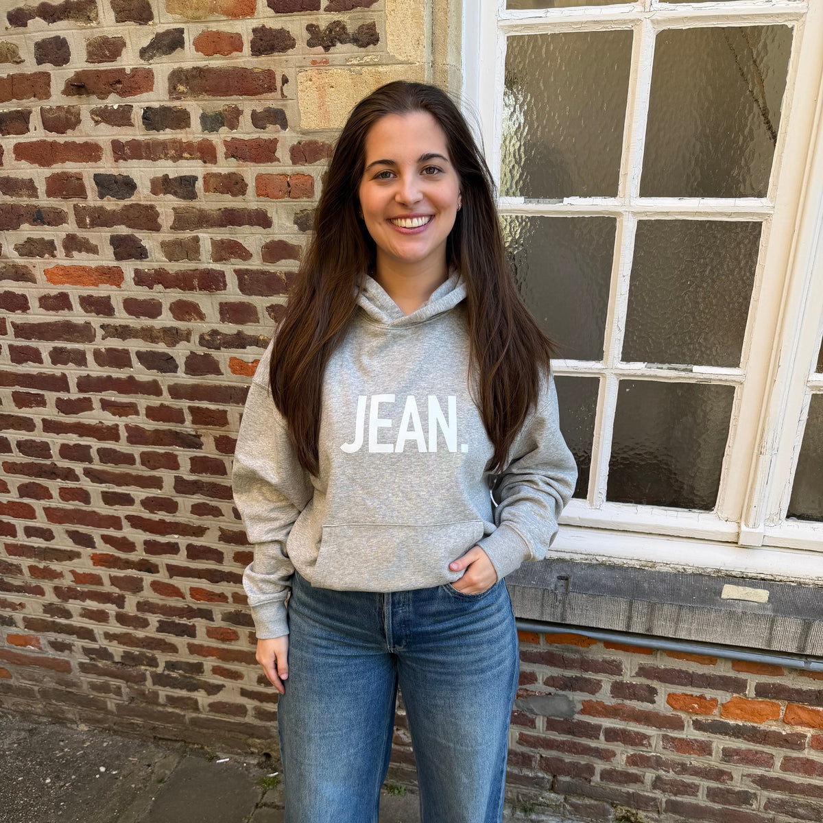 Hoodie met groot logo - Grijs