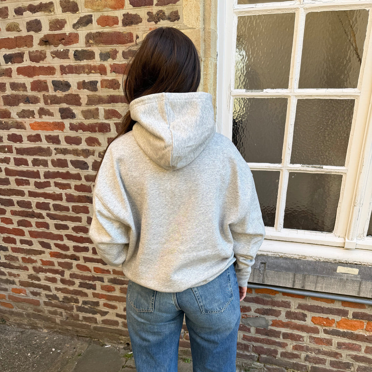 Hoodie met groot logo - Grijs