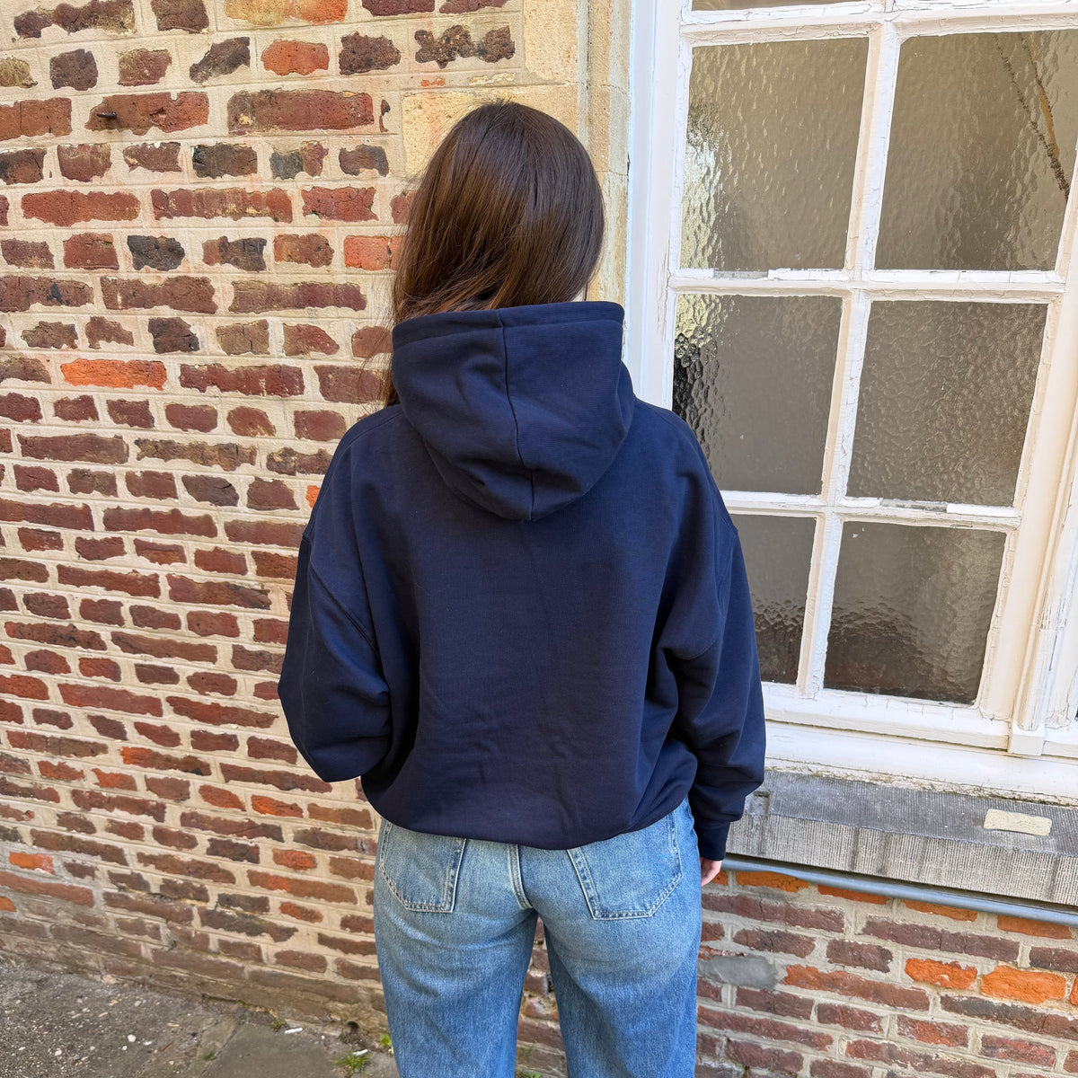 Hoodie met groot logo - Donkerblauw