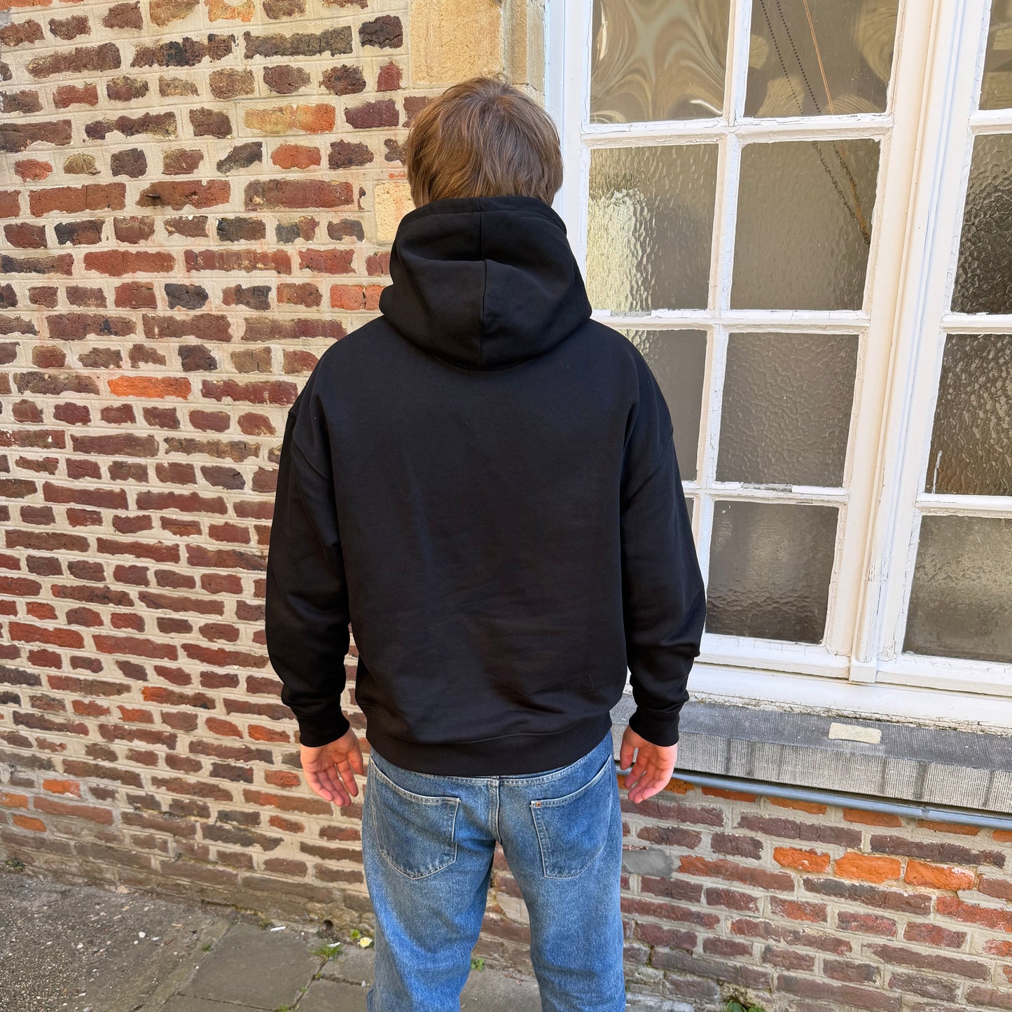 Hoodie met groot logo - Zwart