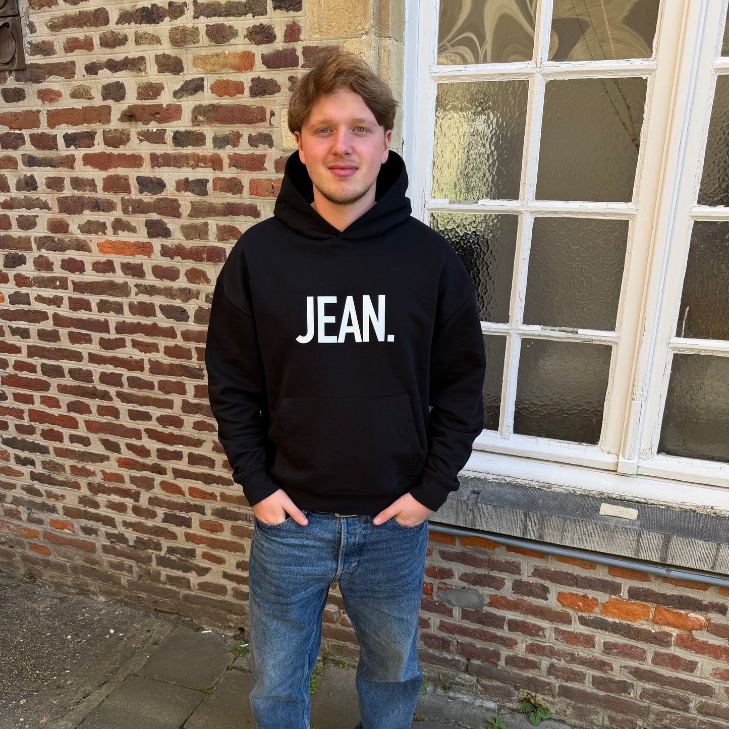 Hoodie met groot logo - Zwart
