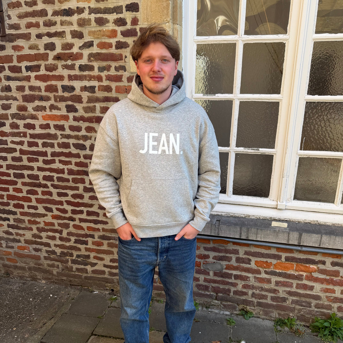Hoodie met groot logo - Grijs