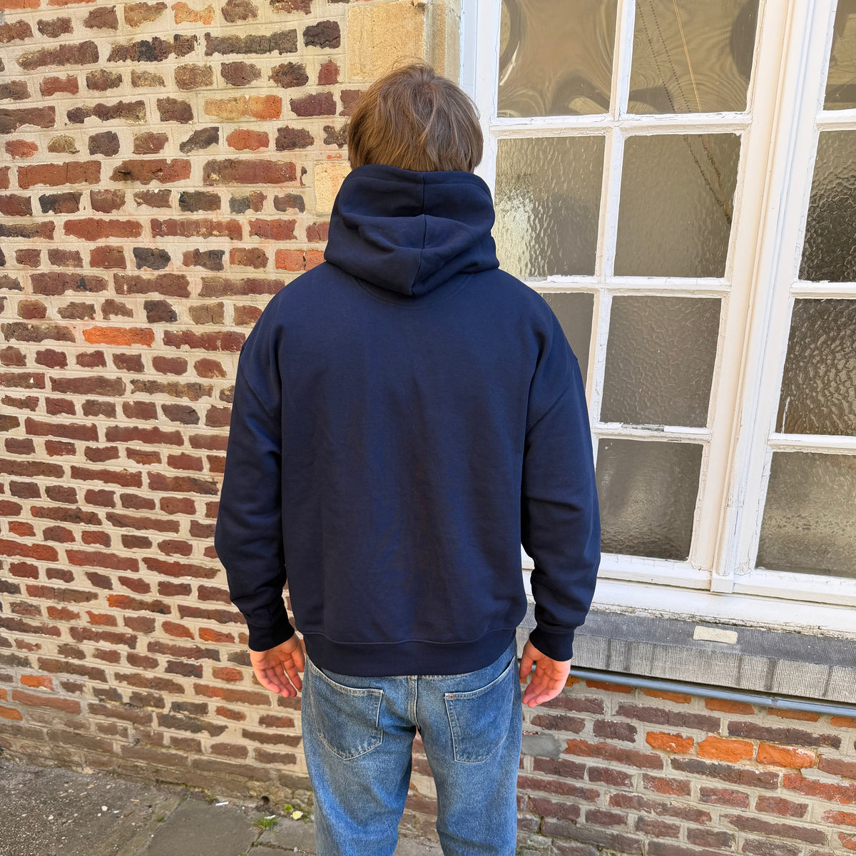 Hoodie met groot logo - Donkerblauw