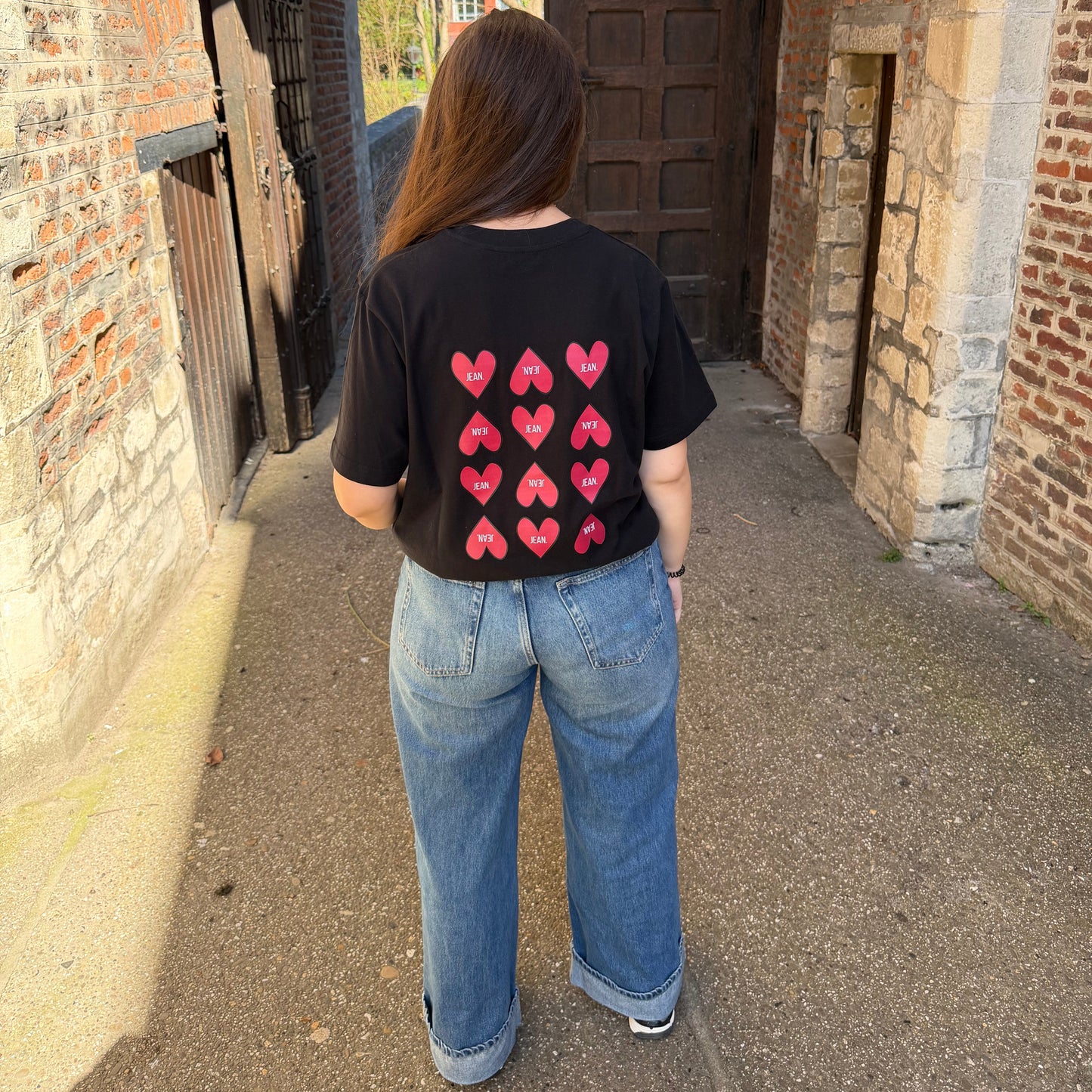T-shirt met Love design - Zwart