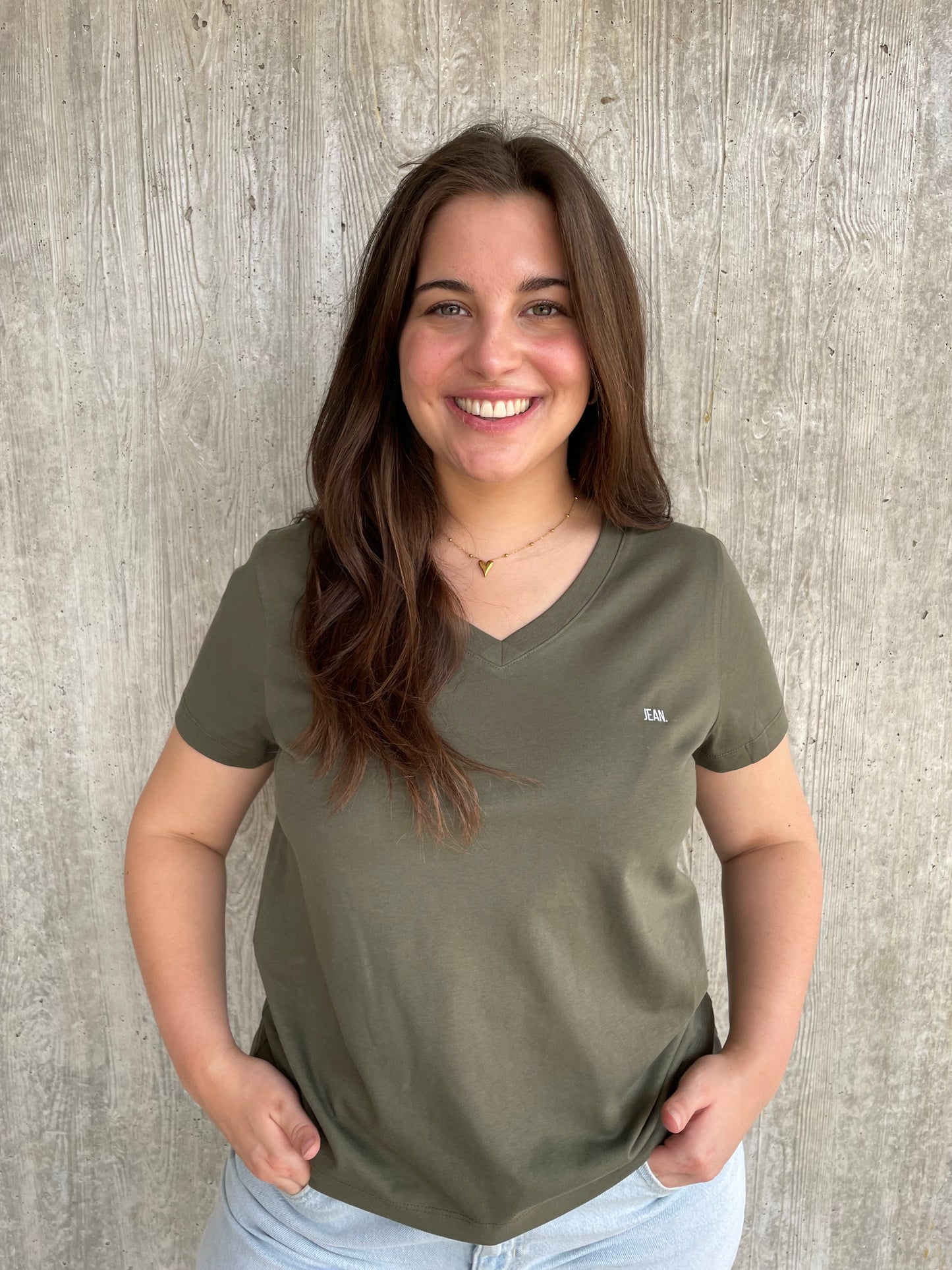 V-hals basic logo - Khaki
