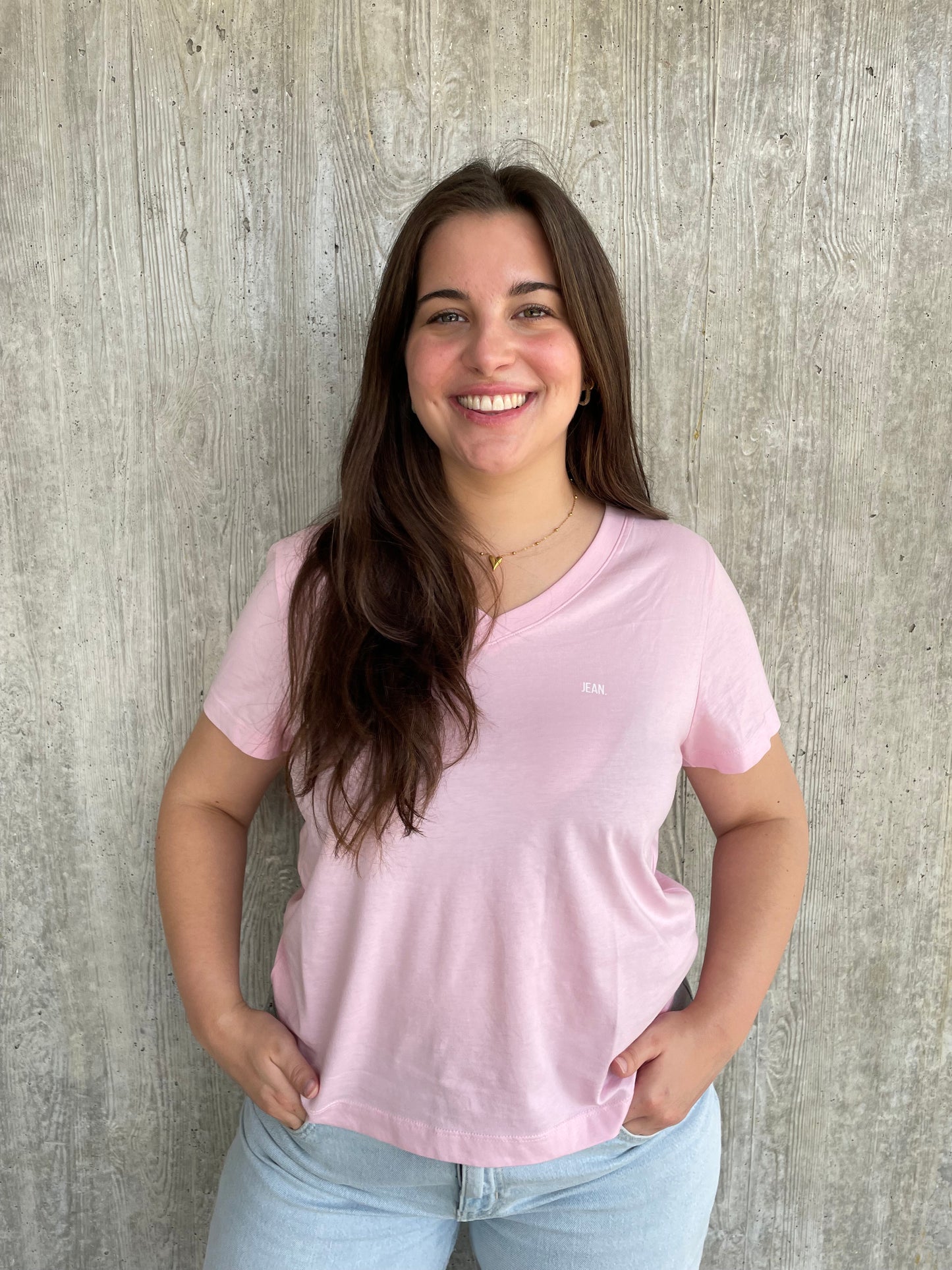 V-hals basic logo - Roze