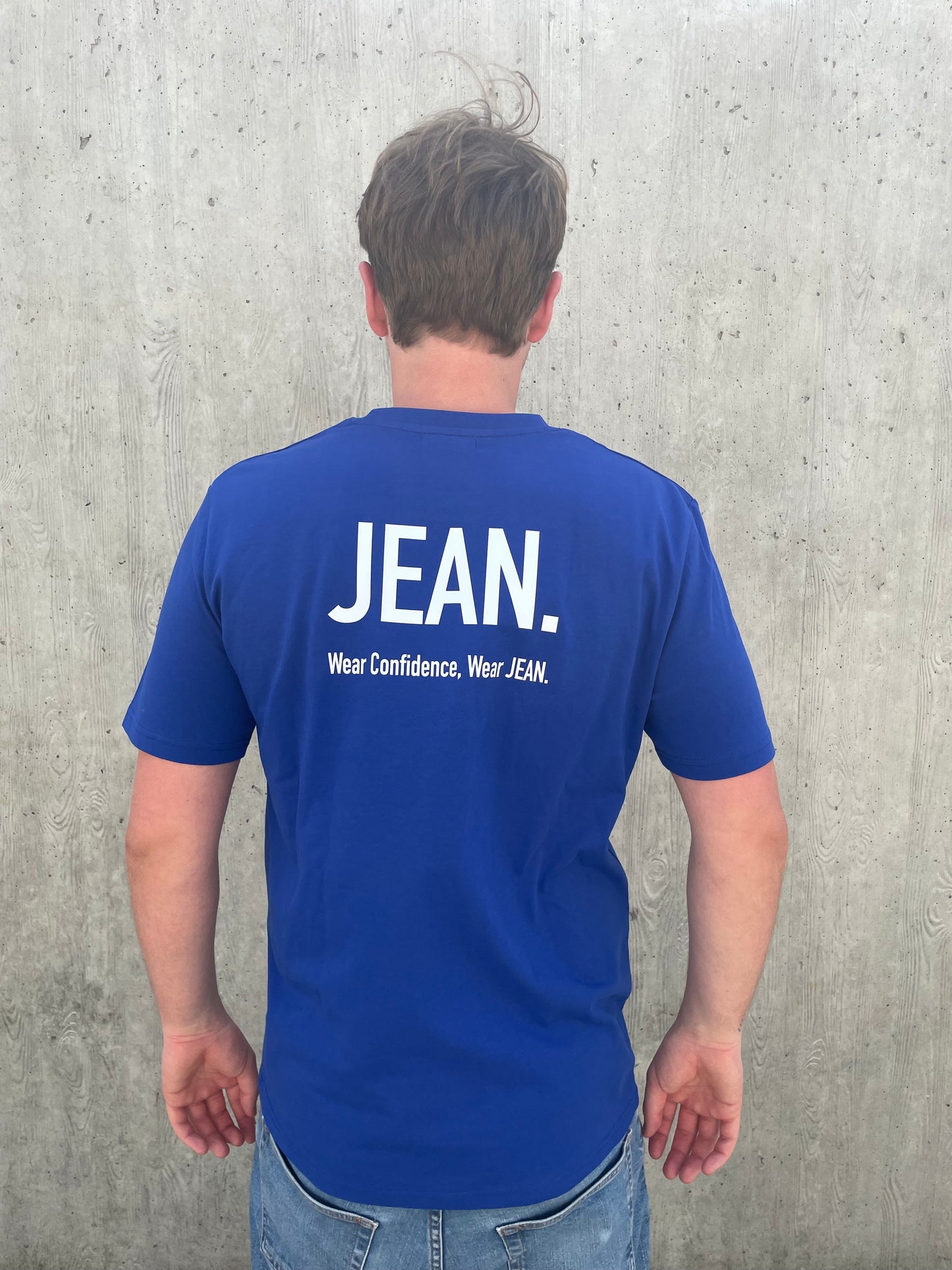 T-shirt met Backprint logo - Fel blauw